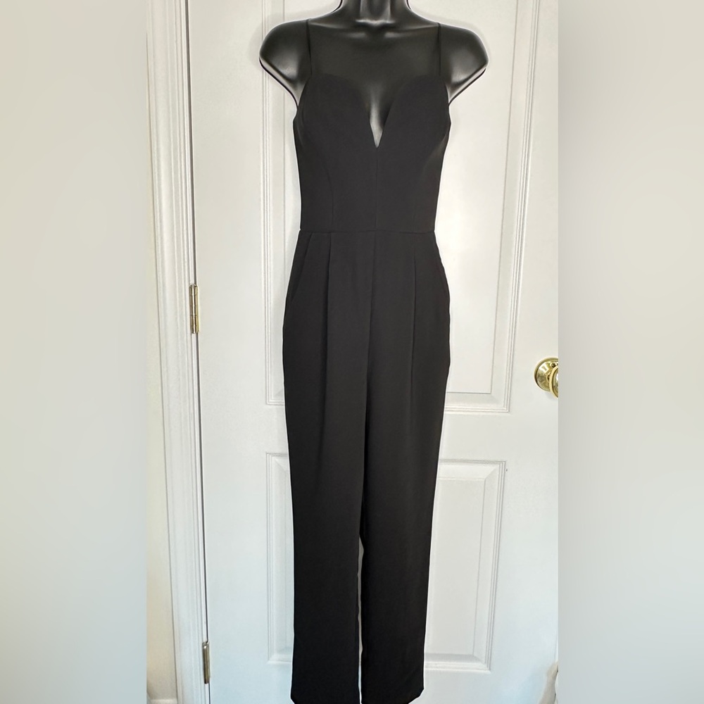 Amanda Uprichard Black Sweetheart Neckline Strapless Jumpsuit Pantsuit XS S
